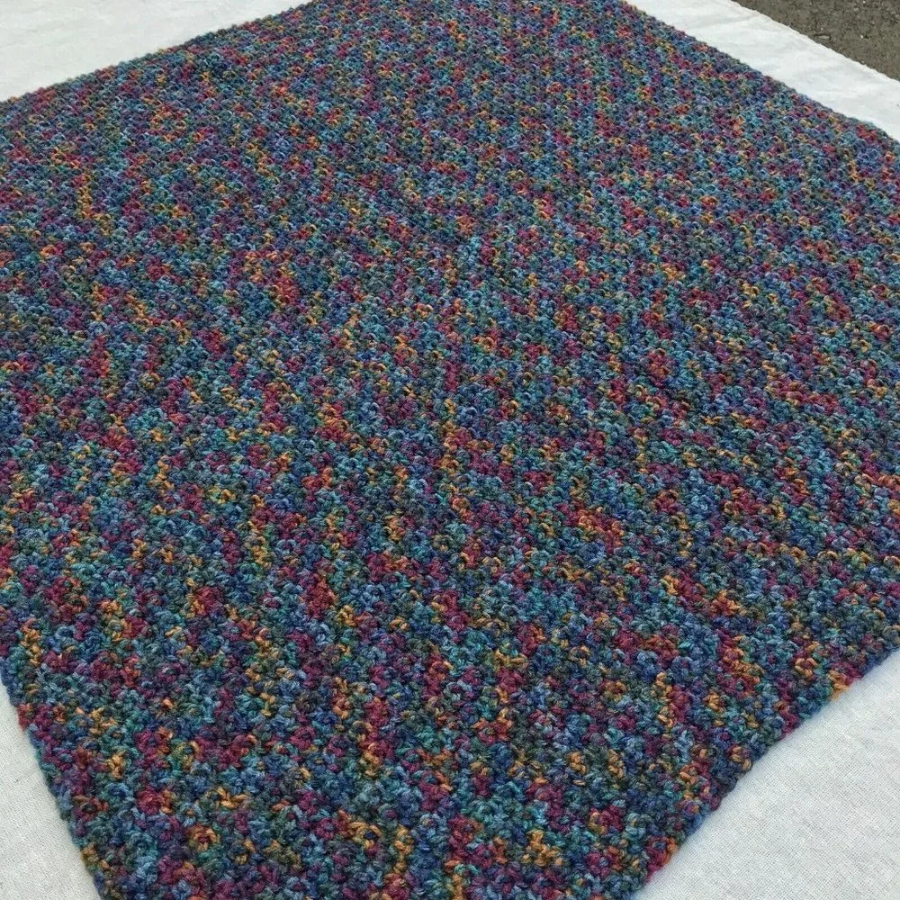 New Handmade Crochet Blanket 32x32 Lap Car Couch Dog Pet Afghan McM OOAK Rainbow